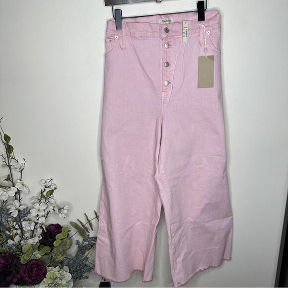 MADEWELL Wide-Leg Crop Jeans: Garment-Dyed Edition Pink Sz 36/18 {3G49} - Picture 2 of 5
